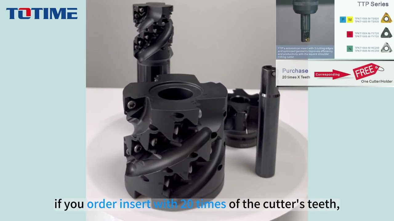 Square shoulder milling cutter with TPKT inserts
