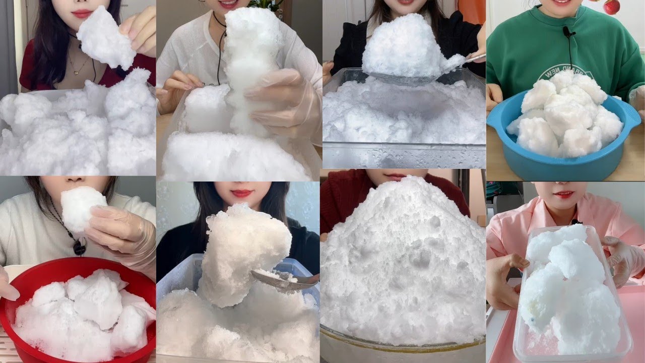 ONLY BITES🔷SOFT SQUEAKY FREEZER FROST EATING || WHITE ICE EATING COMPILATION🧊