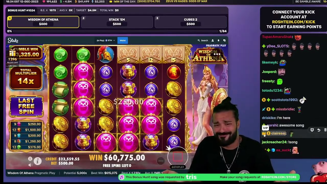 Roshtein's Bonus Opening 1024 & Game Play - Dec 12, 2023