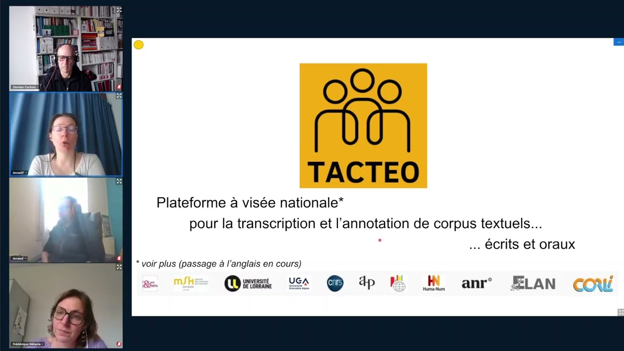 Tuto@Mate#78 Arnaud Bey et Anne Garcia-Fernandez présente Tacteo, une plateforme de transcription.