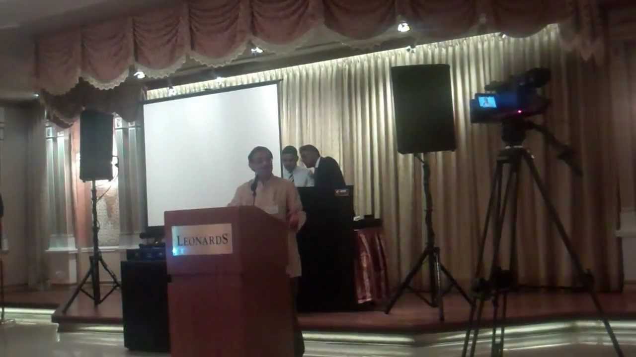 Prof  P Somasundaran speaking at the Kerala Center Annual Awards Banquet 12 2 2012