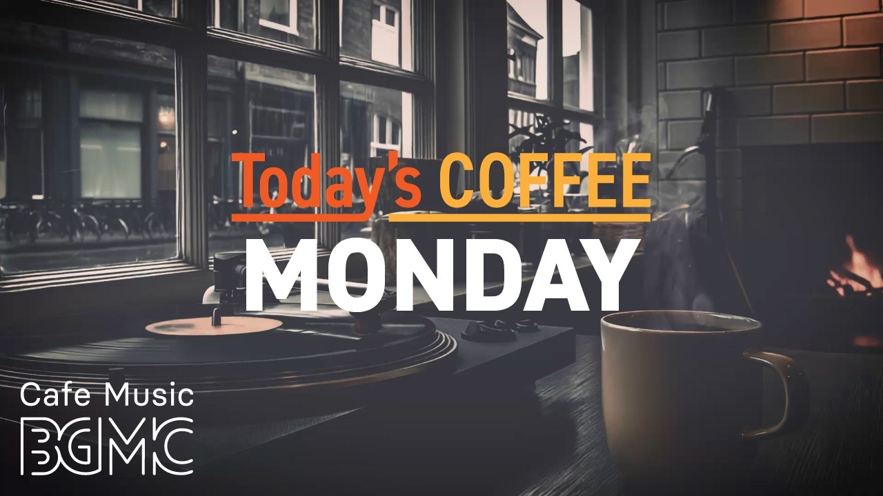 MONDAY COFFEE: 4K Cozy Window Cafe Music ☕️ Smooth Jazz with Fireplace Glow for Work & Study