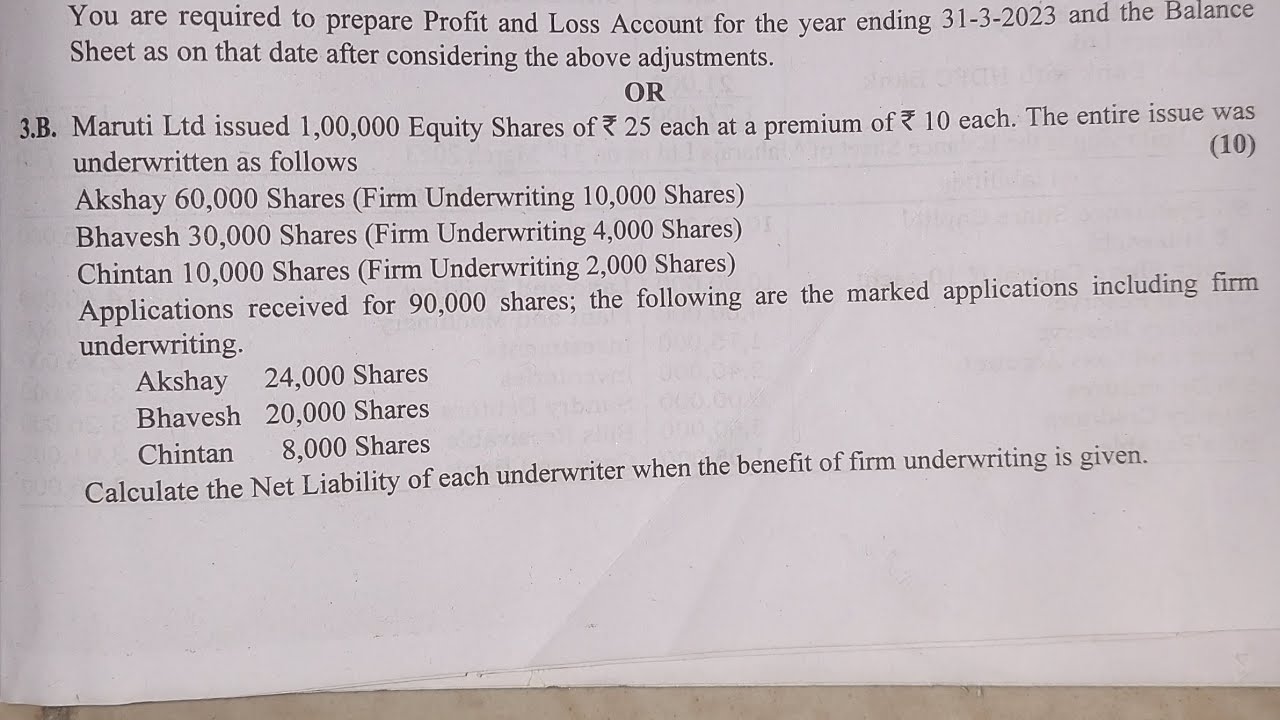 UNDERWRITING OF SHARES tybcom sem 6 tybaf/bms Sem5 financial accounts UNIVERSITY PAPER SOLUTION