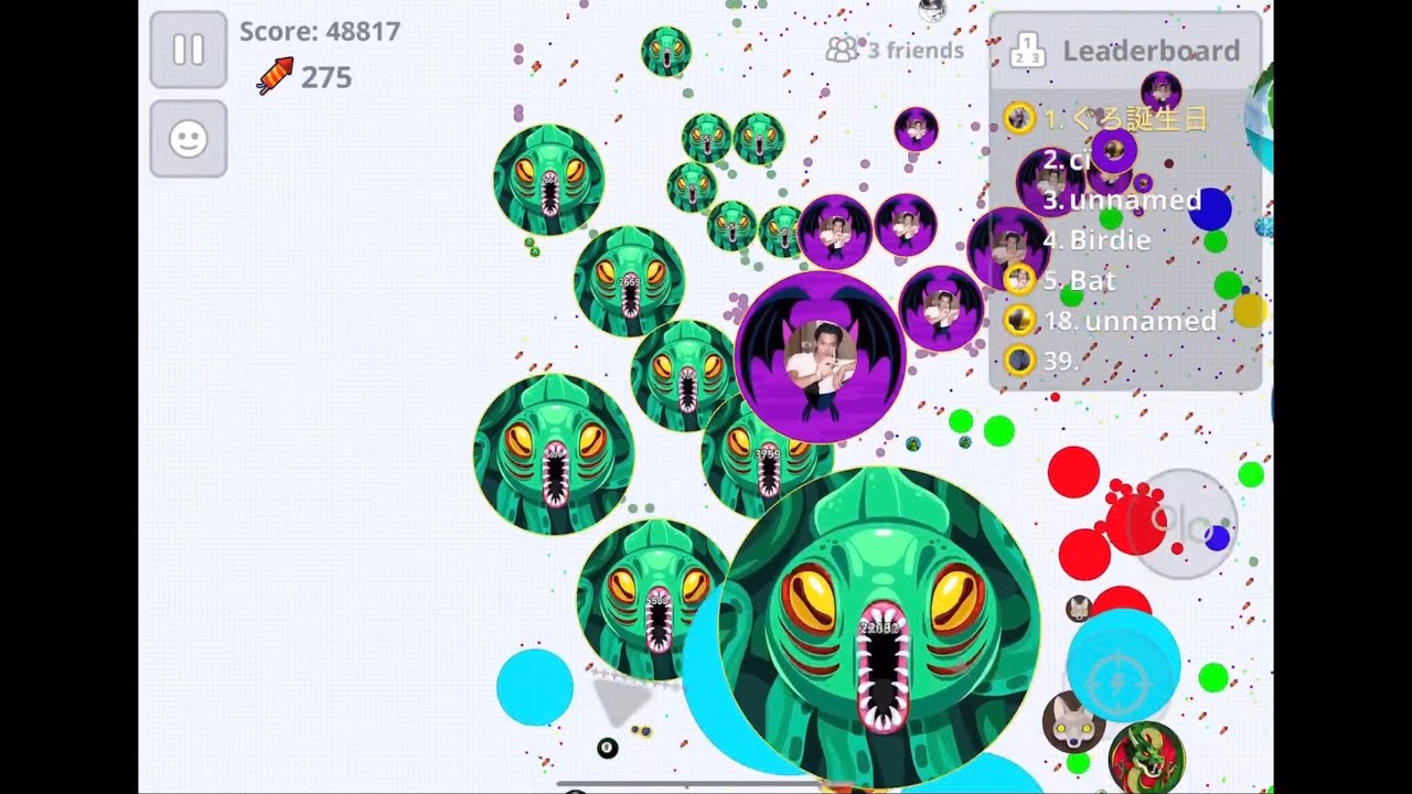 【Agar.io Mobile】過密な数押しライブ鯖潰してきた！with 馬