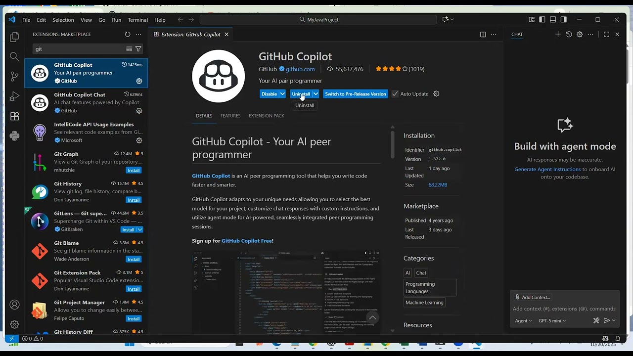 VS Code для Java + Copilo t