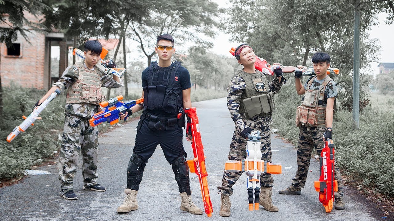 LTT Game Nerf War : Winter SEAL X Mask Nerf Guns Fight Criminal Group hight-tech