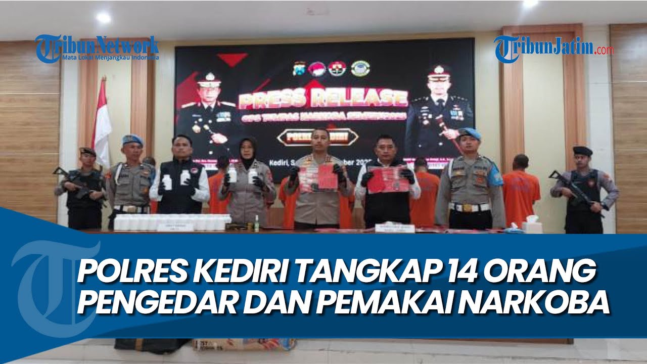 BARANG BUKTI CAPAI RP 300 JUTA, Polres Kediri Tangkap 14 Orang Pengedar dan Pemakai Narkoba