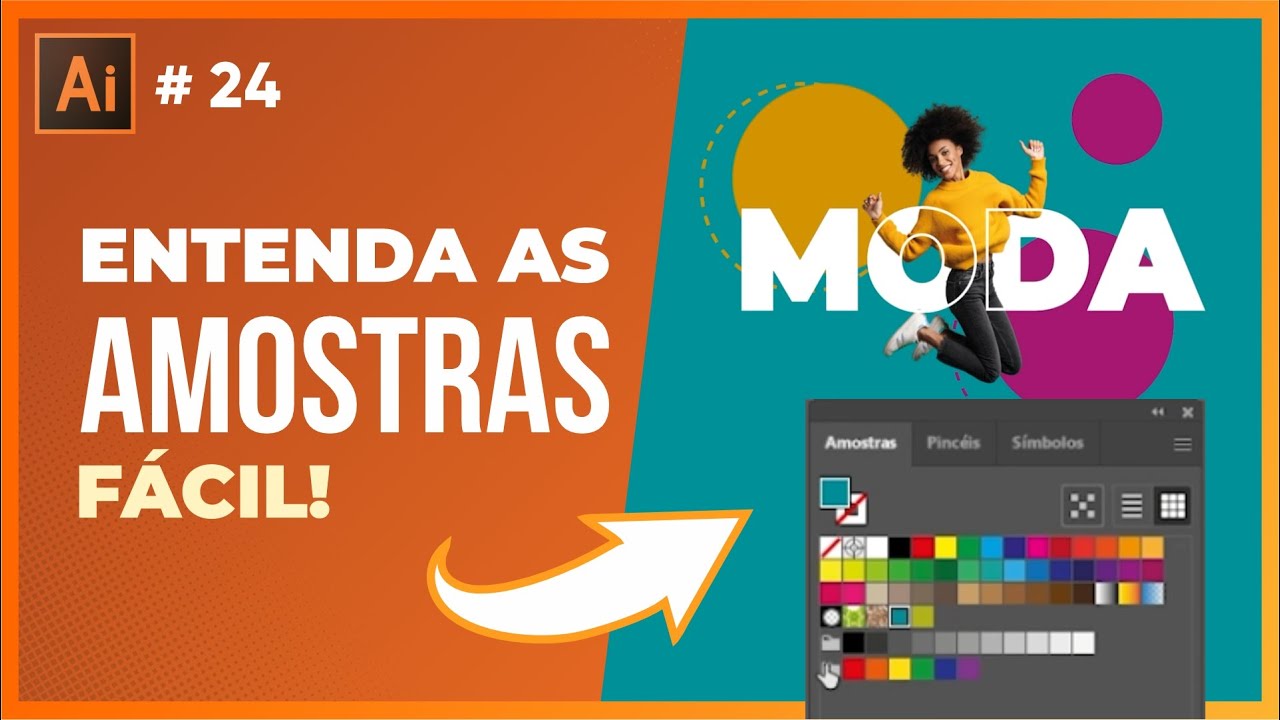 Como usar as amostras de cor no Illustrator fácil (Curso de Illustrator Grátis)