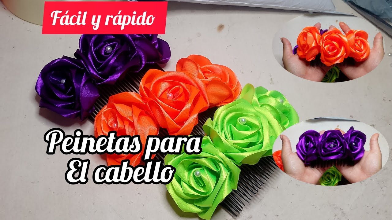 HERMOSAS PEINETASpara#cabello#diy#tutorial #manualidades#peineta#diy#pasoapaso#rosaseternas #flores