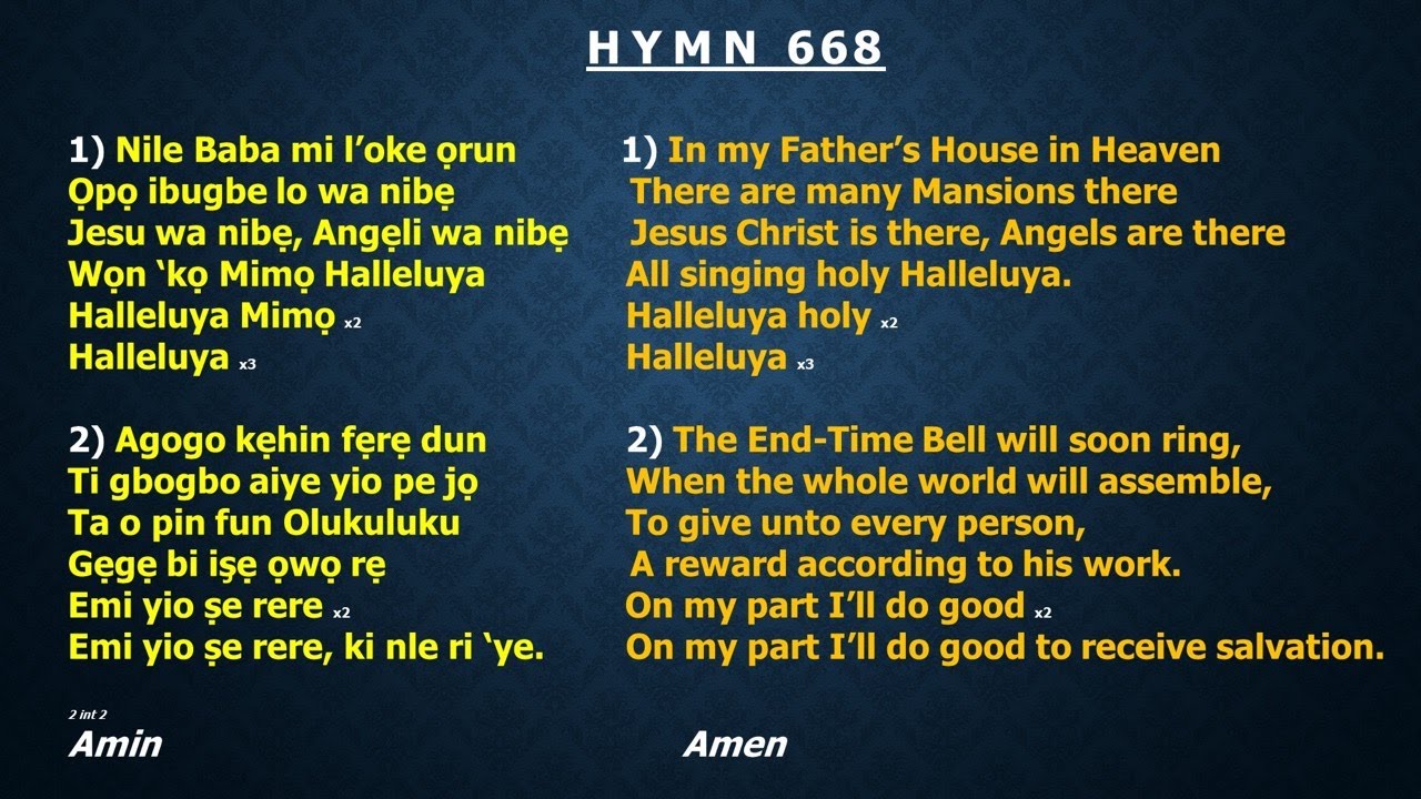 CCC Hymn 668 (Nile Baba mi l'oke orun...)  CCC ,Redemption Parish Winnipeg. CA