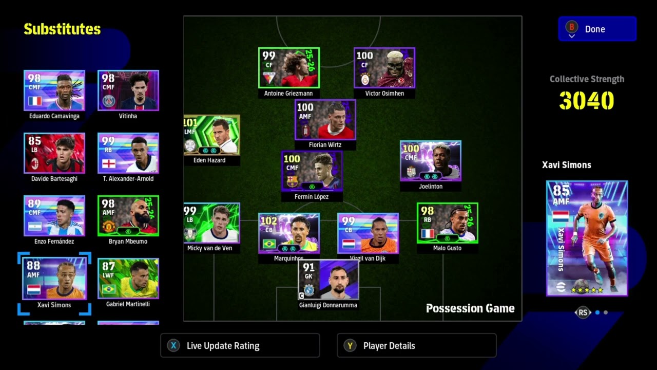 EFOOTBALL 26 SQUAD