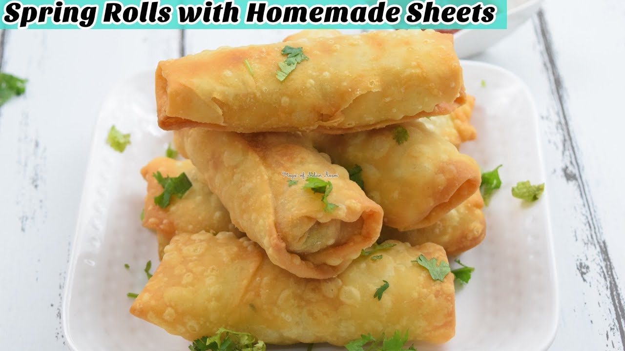 Veg Spring Rolls with Homemade Sheets - Samosa Patti - Manda Patti - Store for 1 Month in freezer