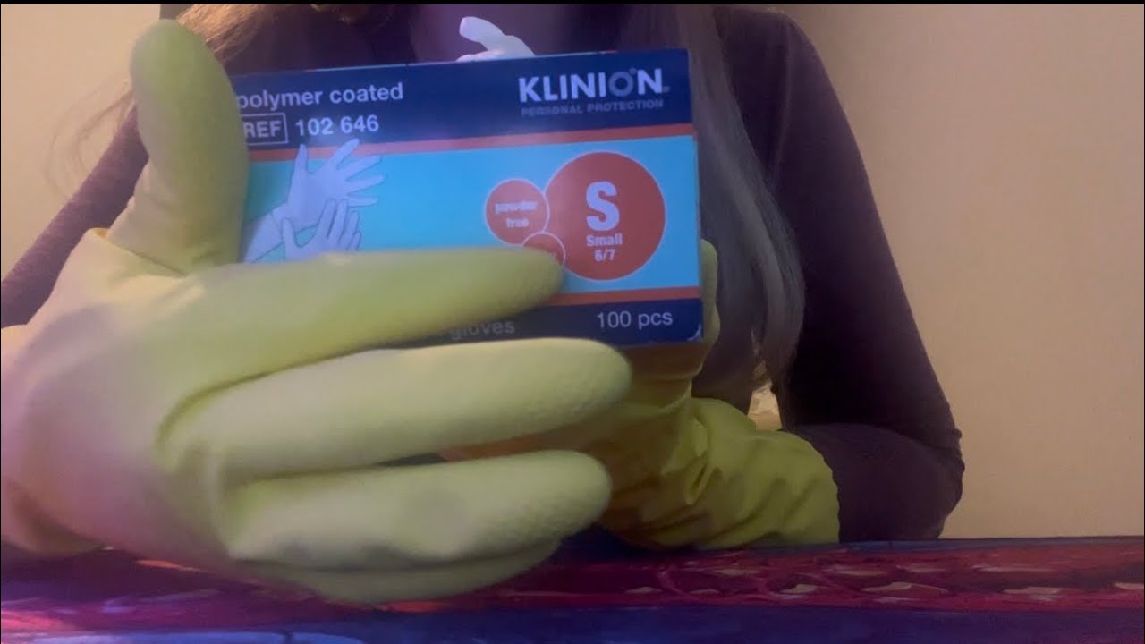 ASMR - yellow rubber gloves, glove sounds, tapping etc