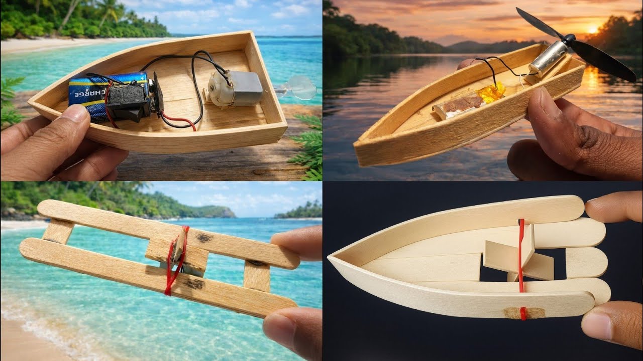 4 Amazing Ice cream sticks BOATS | That's Actually Working || DIY AMAZING BOATS!