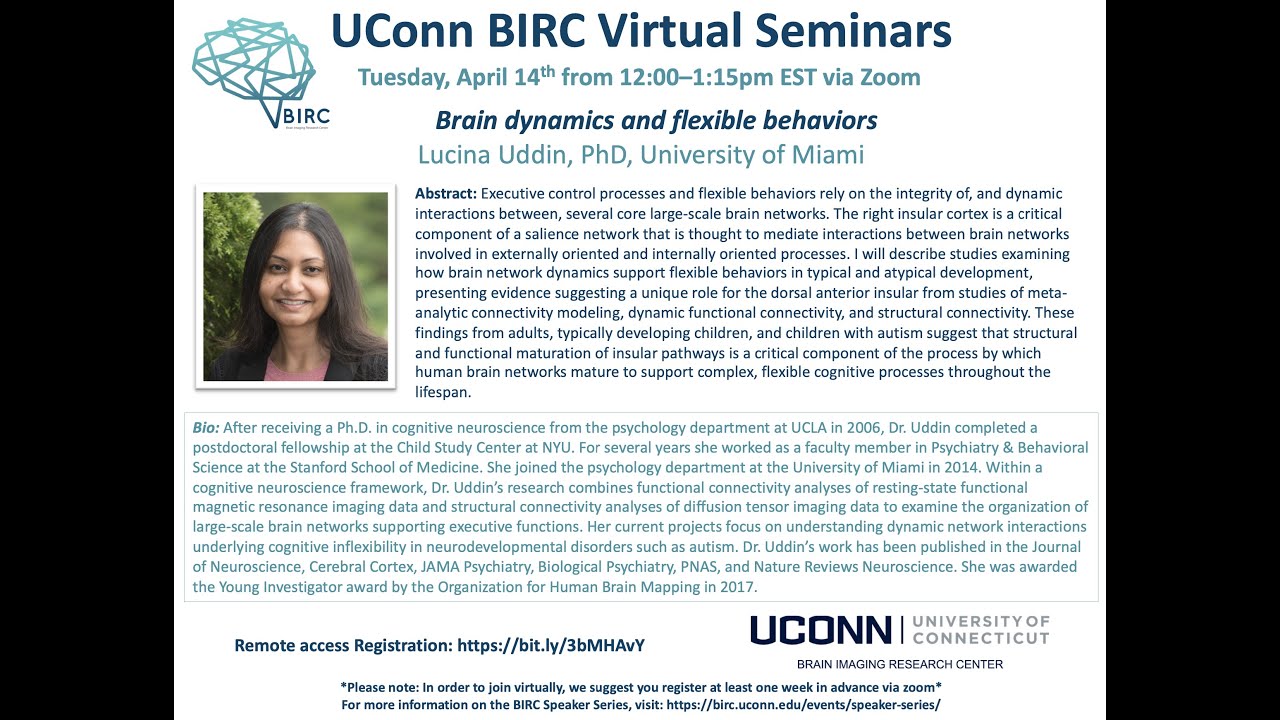 Brain dynamics and flexible behaviors - Lucina Uddin, PhD