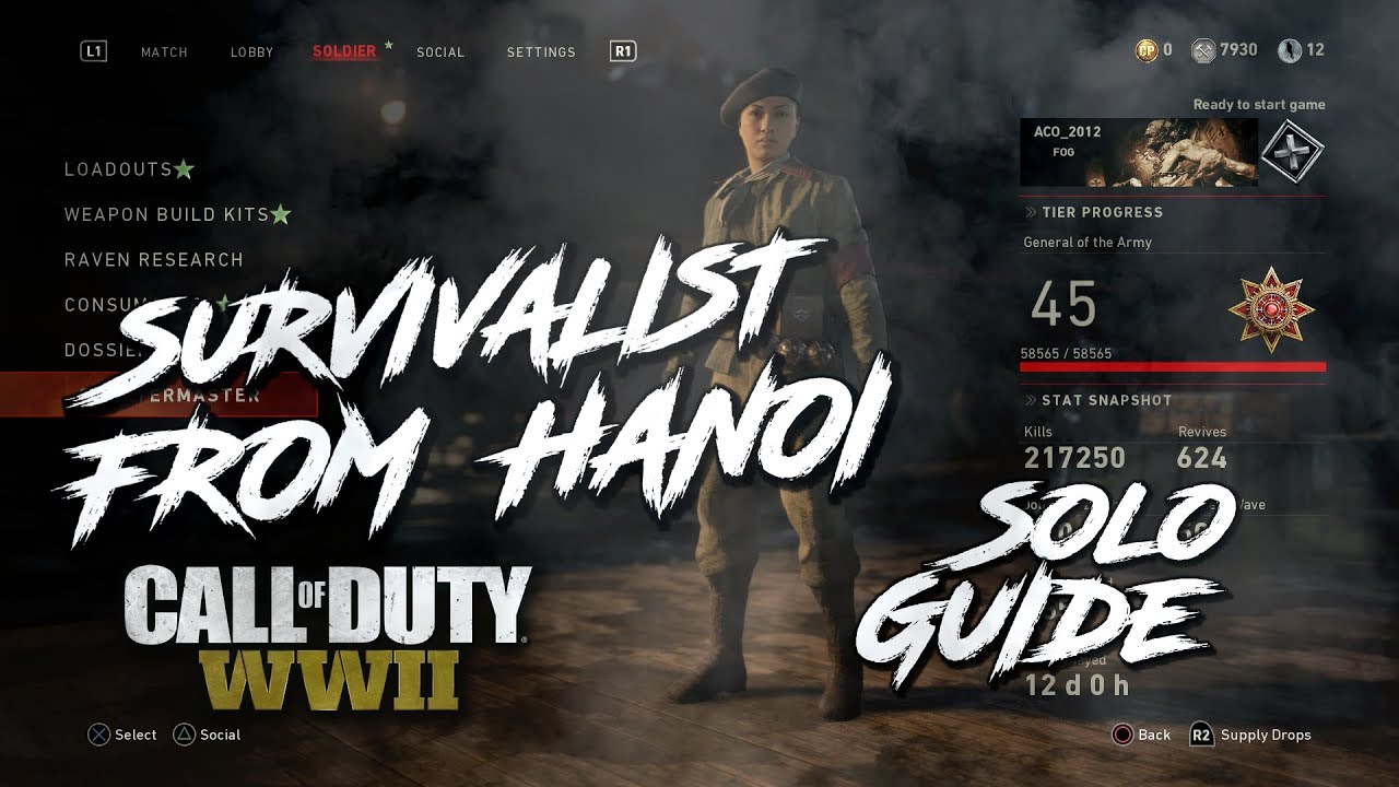SURVIVALIST FROM HANOI GUIDE - EASY SOLO - NEW SECRET CHARACTER [COD WW2 ZOMBIES]