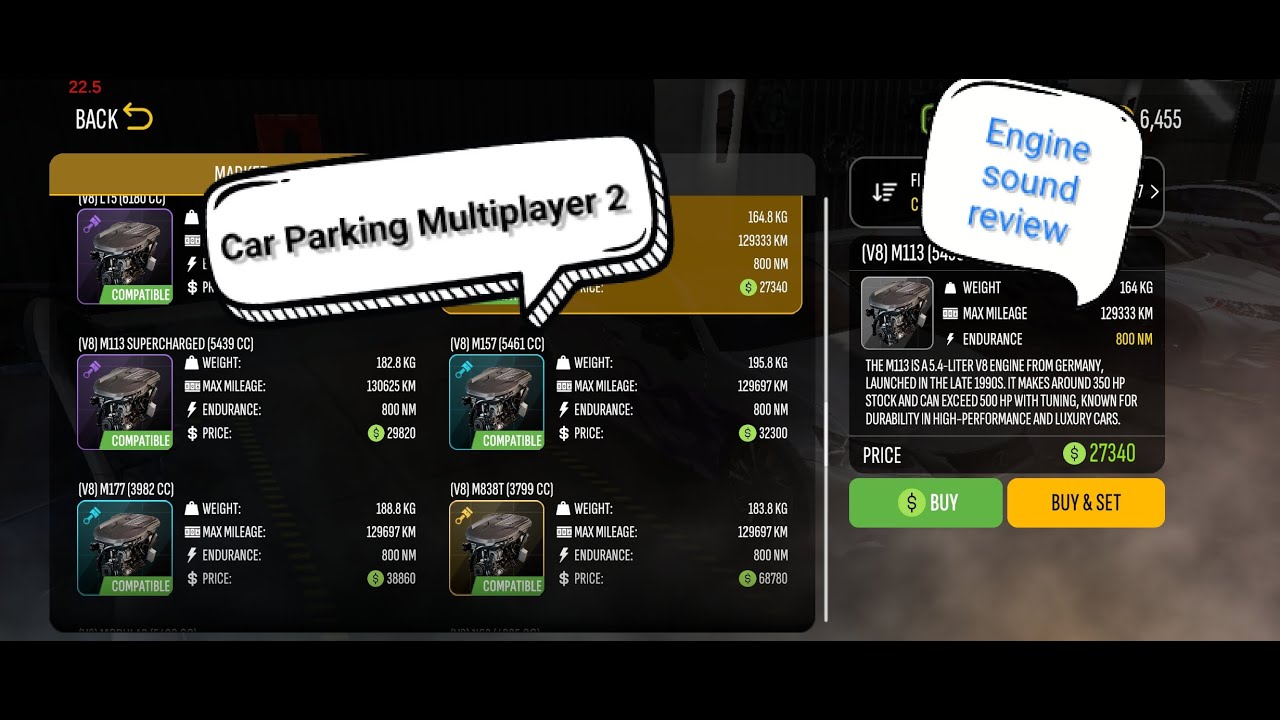 Car Parking Multiplayer 2 [CPM2] | Engine Sound Reviews M Series | M838T M113 Supercharged M157 M177