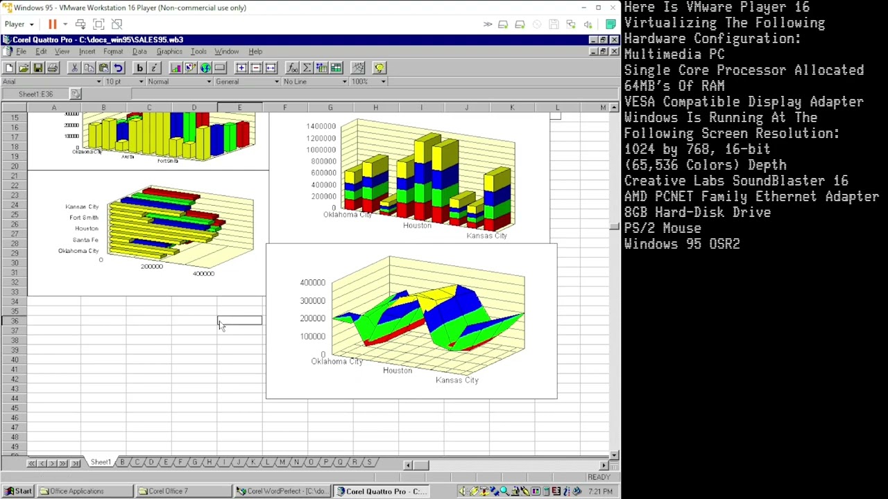 Corel Office For Windows 95 On VMware Player 16