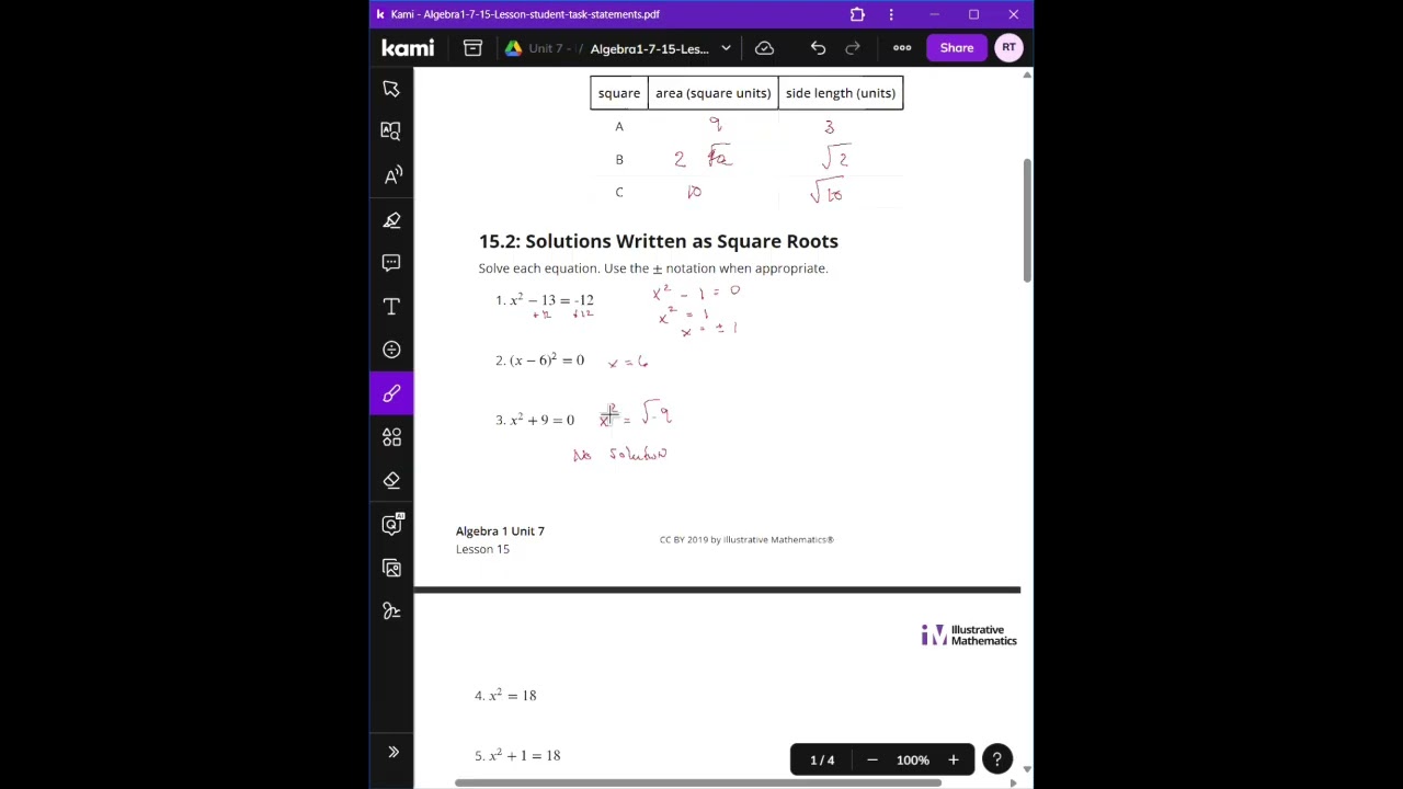 Algebra 1 - UNIT 7.15