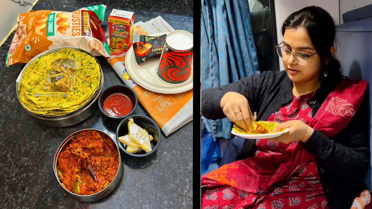 ट्रेन के सफर के लिए खाना तैयार है, बहुत मजा आया, Methi thepla and tamatar ki chatpati khatti chutney