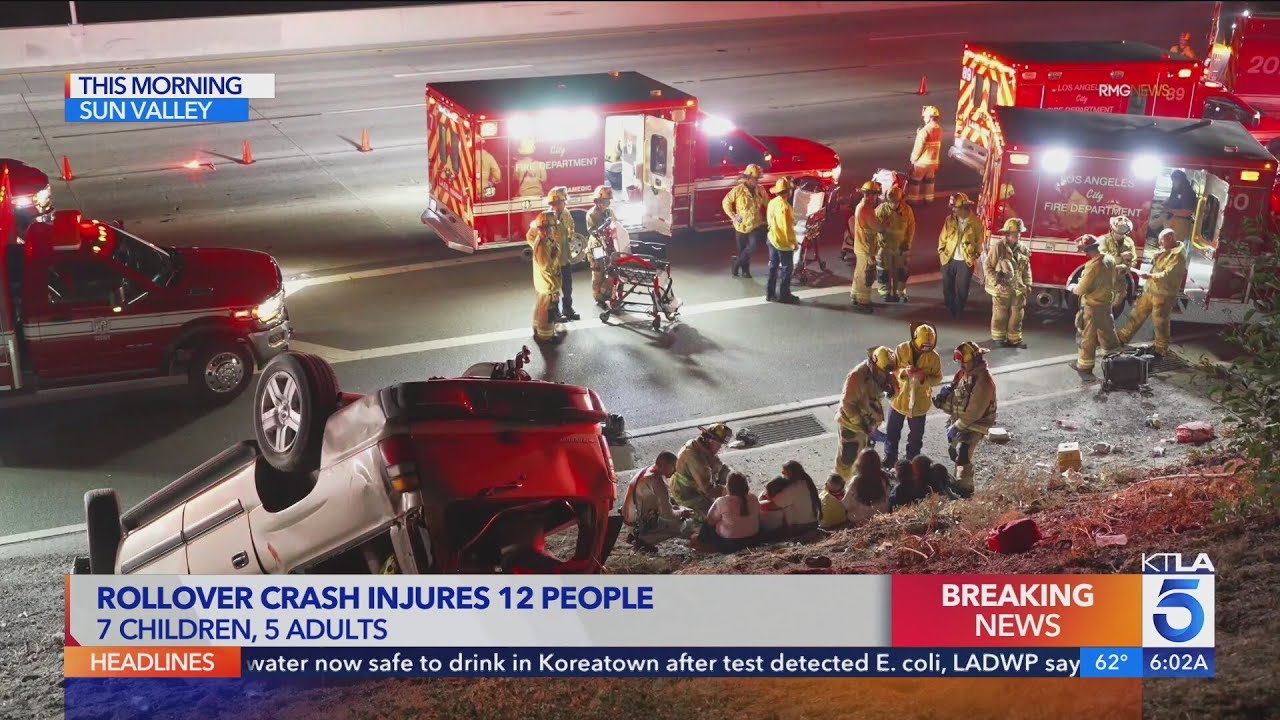 At least 12 people, including 7 children, reportedly injured in L.A. freeway crash&nbsp;