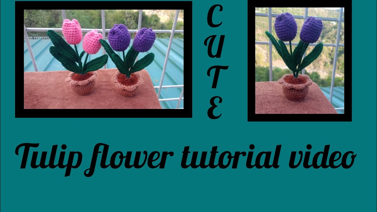Cute tulip flower tutorial video #crochet #textcrochet gallery 🧶🧿