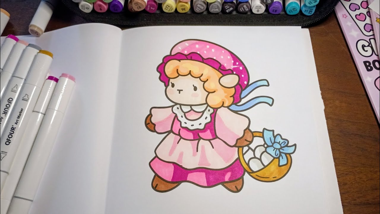 ASMR| Drawing a Sweet Shepherd Girl ✏️ Calm & Relaxing #coloring #ohuhumarkers 