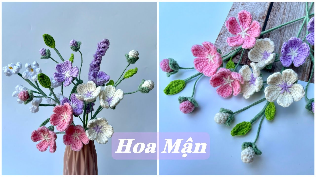 #174 Crochet Plum Flower🌷| Hướng Dẫn Móc Hoa Mận | Dương Liễu Handmade