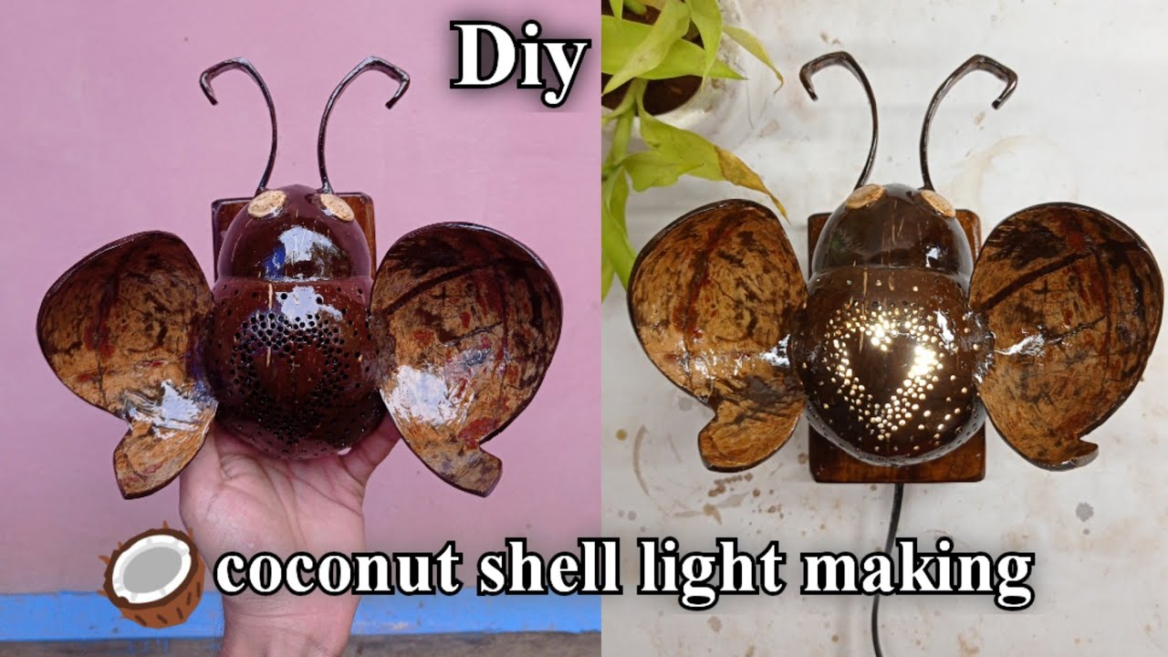 wall hanging light making with coconut shell | coconut shell craft ideas | DIY craft idea | Craft