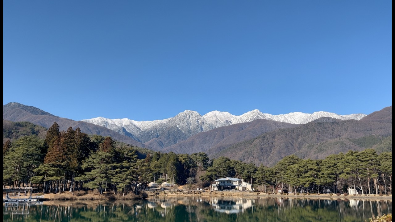 Snowy Peaks Beyond a Quiet Mountain Pond｜静かな池と雪の中央アルプス