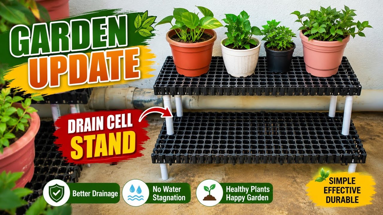 How to make drain cell stand| gardening update|பூத்தொட்டி ஸ்டாண்ட் செய்வது எப்படி @umashome