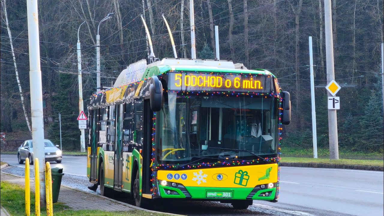 Vianočný trolejbus v Žiline 2025 | Škoda 26TrA Solaris • #301 • DPMŽ