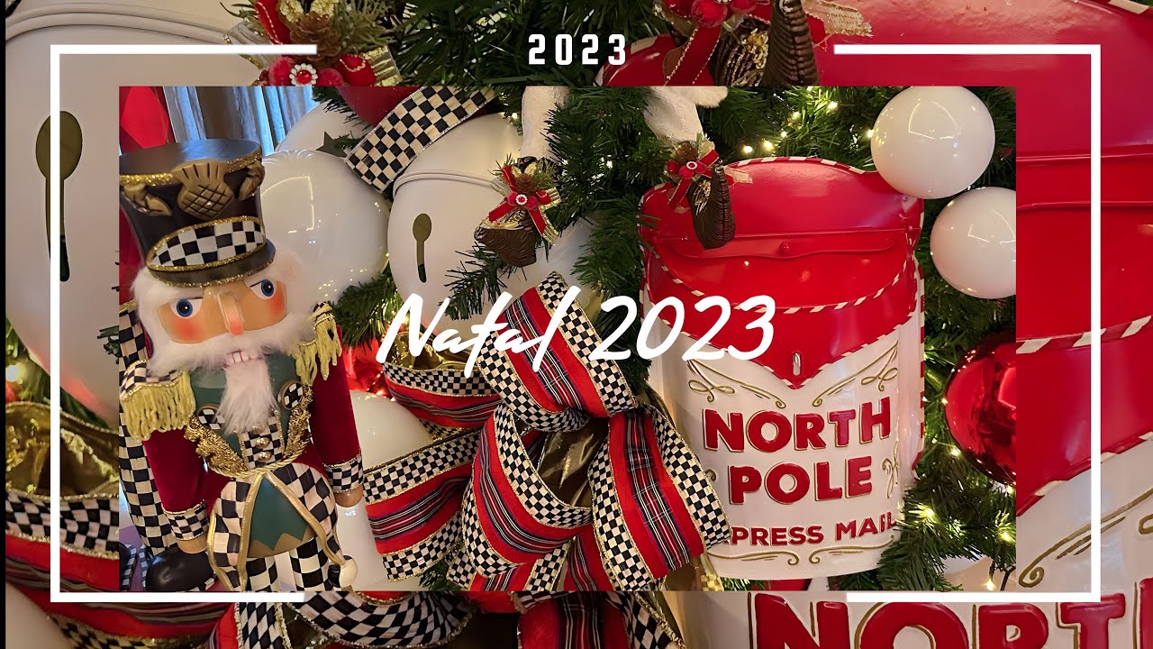 Decoração de hall, sala de estar e árvore para o Natal 2023.