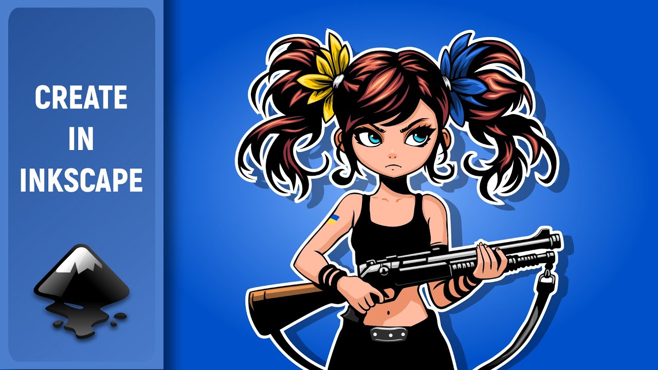Drawing ukrainian girl-defender. Made in Inkscape (Speed Art)