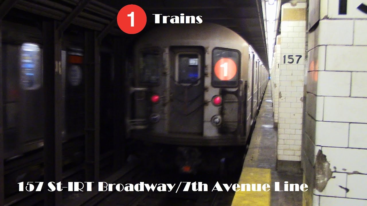 IRT Broadway/7th Avenue Line: 1 & NIS Trains at 157 St [R62, R62A] - NYC Subway