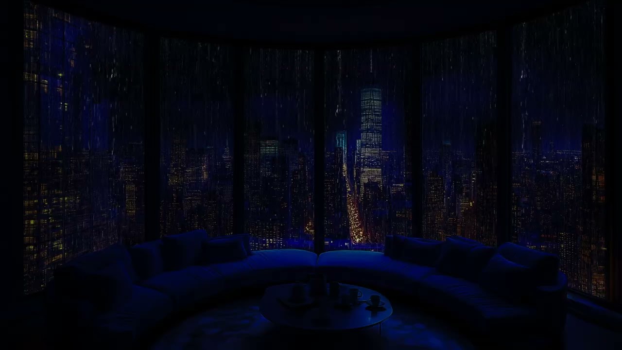 16-Hour | Peaceful Rainy Night 24/7 (No Ads) 😴🌧️ Rain Sound & Soft Thunder for Sleep & Calm Mind