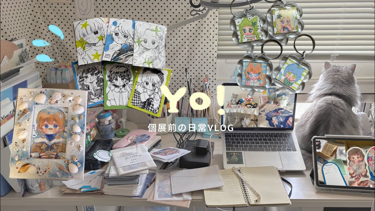 𝗔𝗿𝘁 𝘃𝗹𝗼𝗴 ネコの手も借りたい個展前の生活🍀アクリルガッシュ/色鉛筆/ペン画