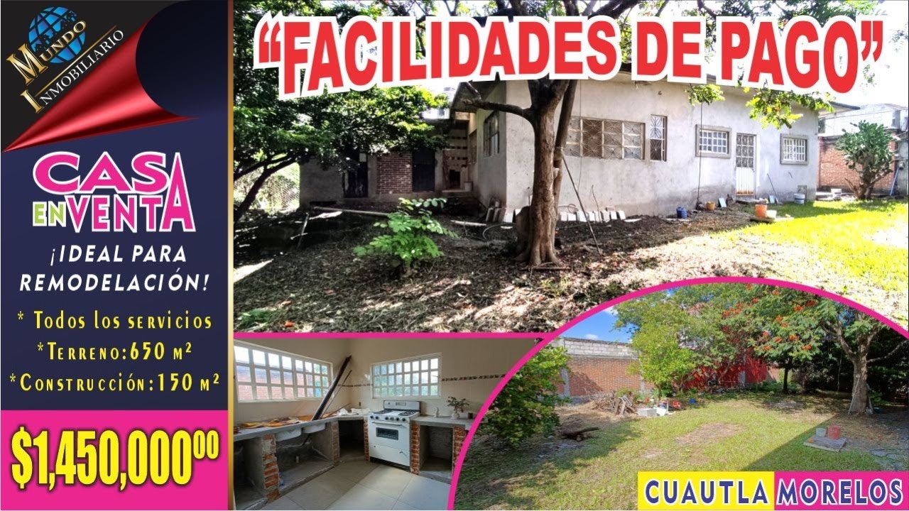🚨Remate De Casa con 650m&sup2; de Terreno 😱$1,450,000🚨 Cuautla Morelos