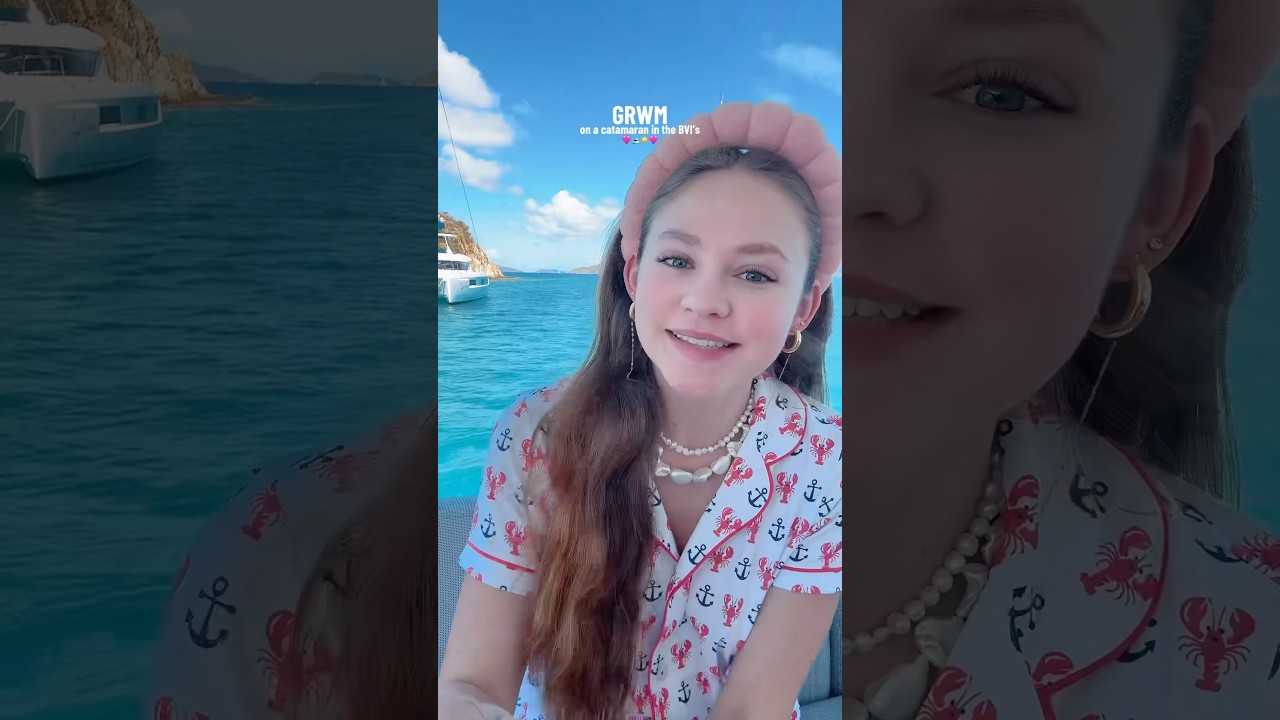 GRWM | on a catamaran in the BVI&rsquo;s🩷🛥️#grwm #catamaran #springbreak #britishvirginislands #skincare