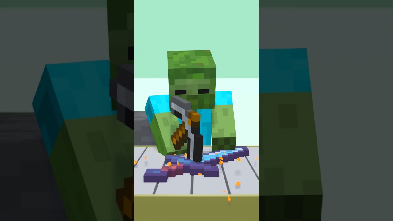 Зомби зачаровал меч! minecraft animation
