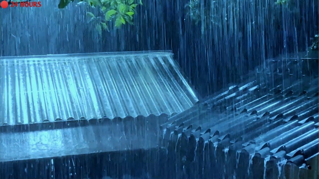 No Ads Rain Sounds for Sleeping – Heavy Rain Smashing Tin Roof ASMR for Deep Mental Calm. 😴