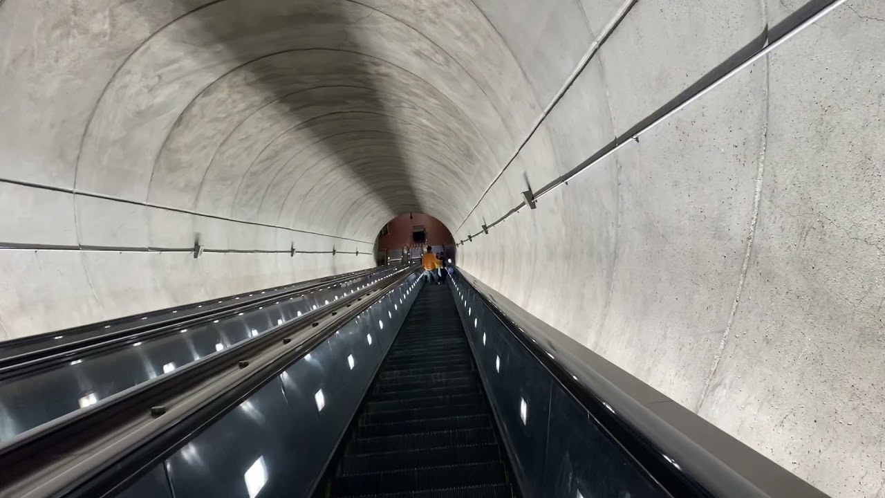 Really Long Escalator at Wheaton Center Metro Subway Station Washington DC with Elyse and TJ