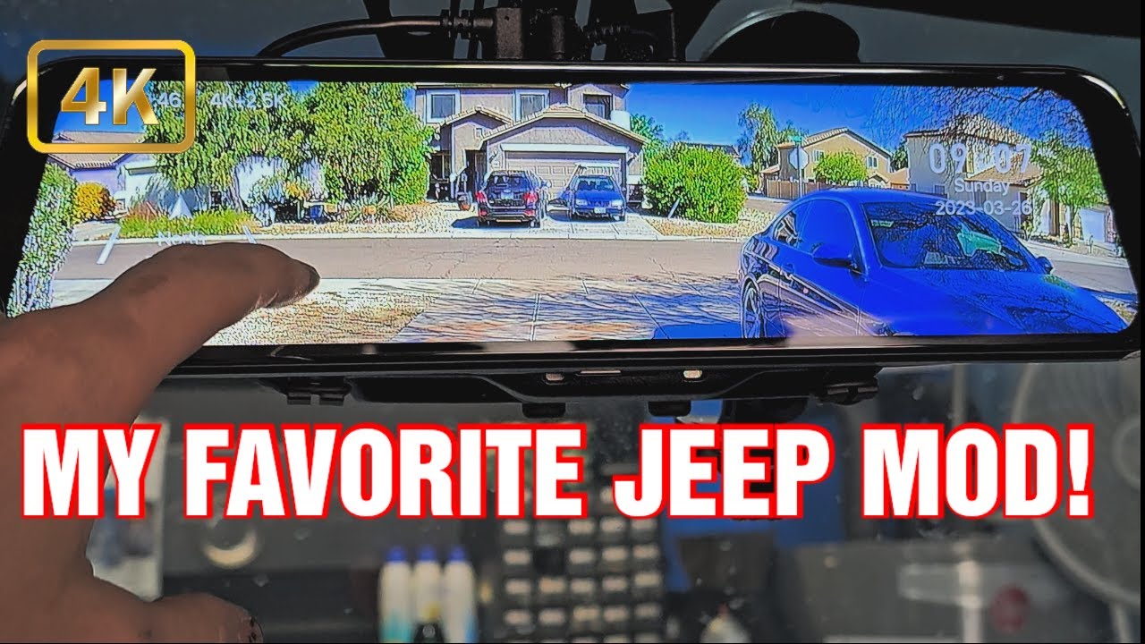 My Favorite Jeep Mod! Wolfbox G900 4k/2.5k Rear View Mirror! DIY Installation and Night Driving!