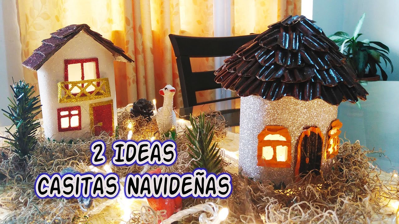 Aprende Hacer Hermosas Casitas para Pesebre/DIY Navideños-Reciclaje