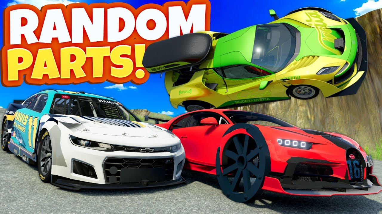 Racing FAST RANDOM PARTS CARS Down a MOUNTAIN in BeamNG Drive Mods!