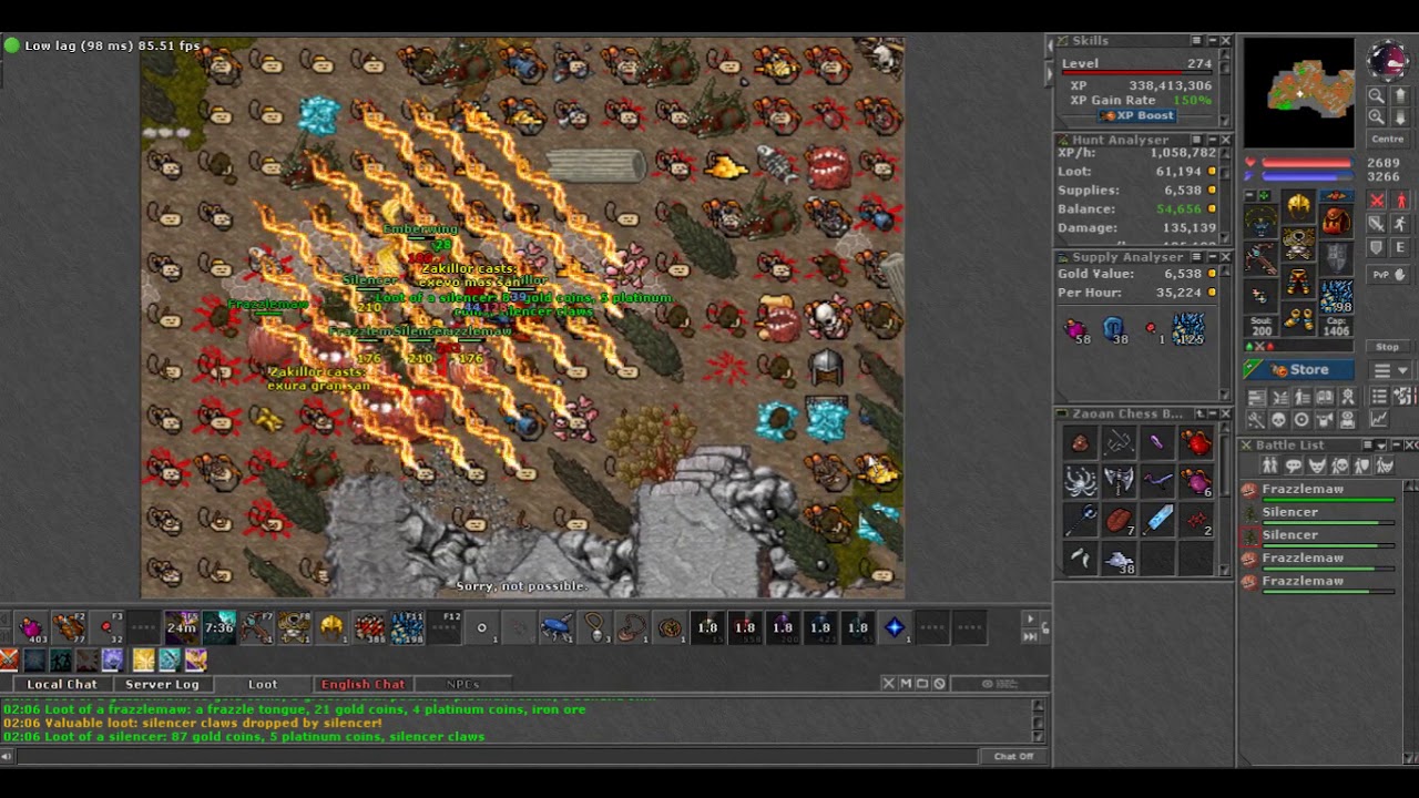 Tibia Paladin Roshamuul 250+ BEST EXP AND LOOT ! 1,9KK/H