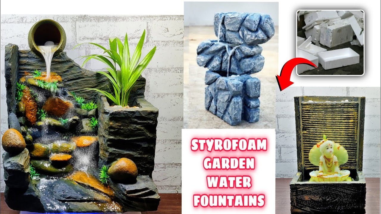 Awesome 3 Styrofoam Outdoor Garden Waterfall Fountains | Amazing Styrofoam Best Waterfall Fountains
