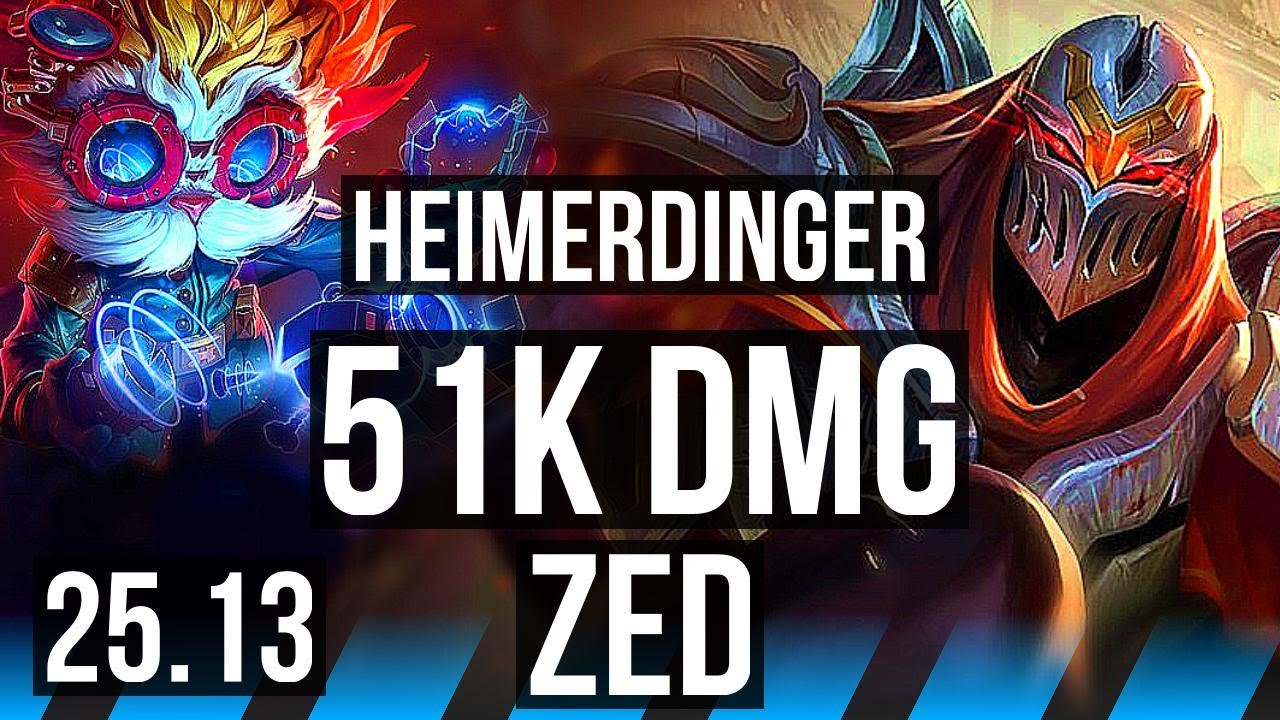 HEIMERDINGER vs ZED (MID) | Legendary, 8 solo kills, 2400+ games, 51k DMG | EUW Master | 25.13
