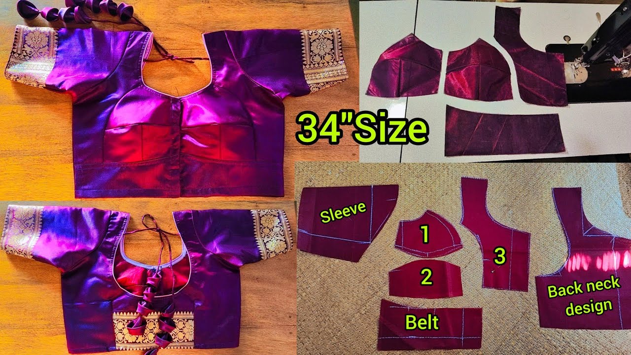 Bra cut blouse cutting and stitching // 34"size blouse बनाने का सबसे सरल तरीका 👌💯