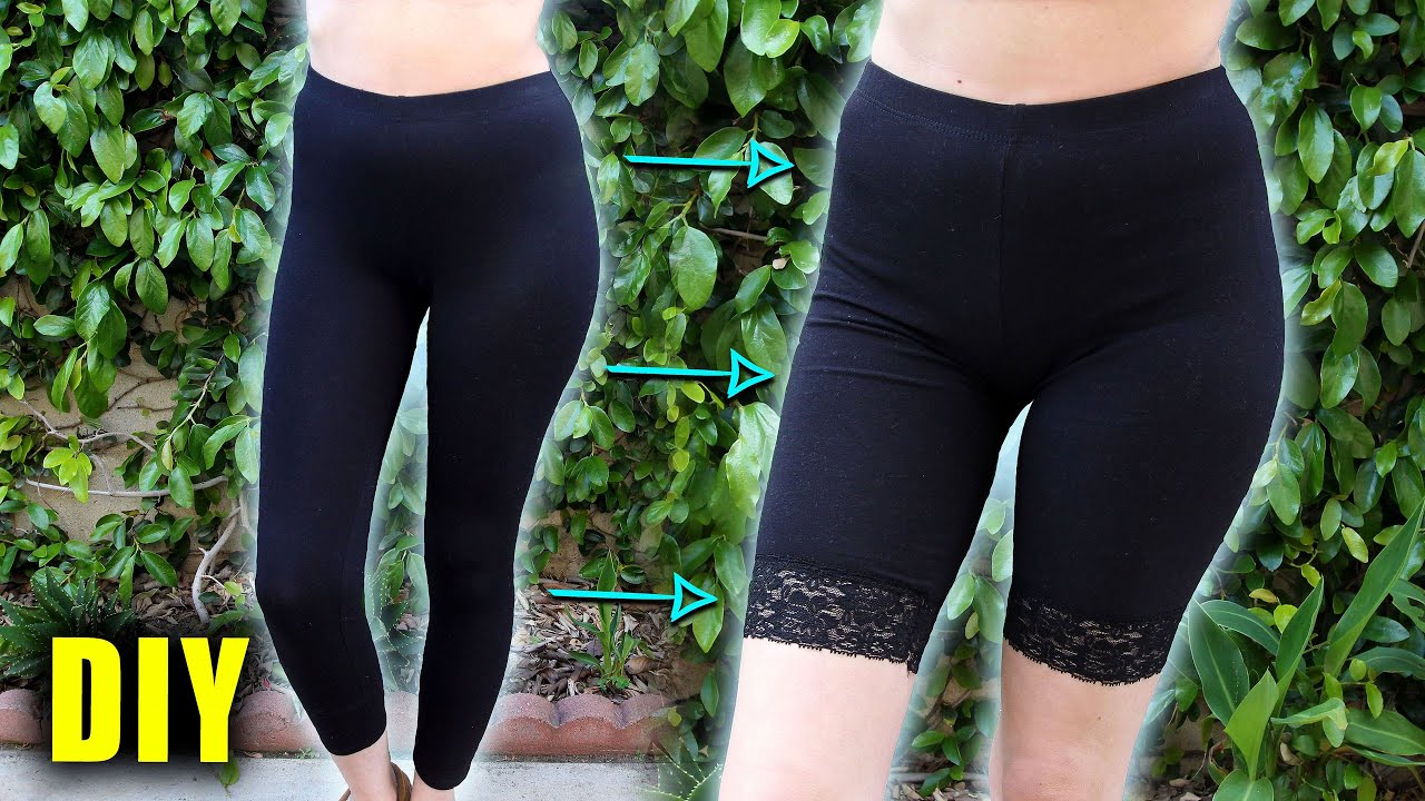 DIY LACE BIKER SHORTS FROM LEGGINGS || Lucykiins